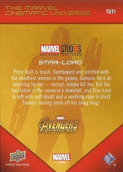 2019 Upper Deck Marvel Studios The First Ten Years - The Marvel Cinematic Universe #TU11 Star-Lord Back