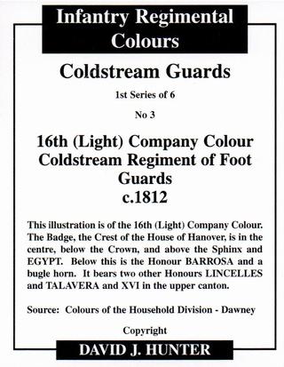 2009 Regimental Colours : Coldstream Guards 1st Series #3 16th (Light) Company Colour Coldstream Regiment of Foot Guards c.1812 Back