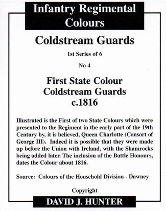 2009 Regimental Colours : Coldstream Guards 1st Series #4 First State Colour Coldstream Guards c.1816 Back