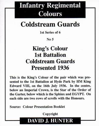 2009 Regimental Colours : Coldstream Guards 1st Series #5 King's Colour 1st Battalion Coldstream Guards presented 1936 Back