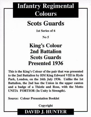 2009 Regimental Colours : Scots Guards 1st Series #5 King's Colour 2nd Battalion Scots Guards presented 1936 Back