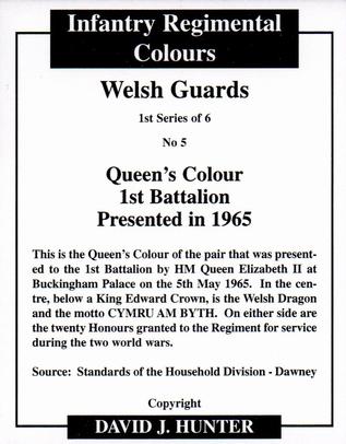 2009 Regimental Colours : Welsh Guards #5 Queen's Colour 1st Battalion presented in 1965 Back