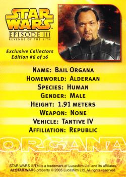2005 Star Wars Episode III Revenge of the Sith #6 Bail Organa Back