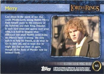 2003 Topps Lord of the Rings: The Return of the King Special Limited Edition (UK) #N05 Merry Back