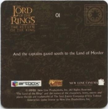 2003 Artbox Lord of the Rings: The Return of the King Action Flipz #01 Aragorn (puzzle) Back