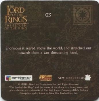 2003 Artbox Lord of the Rings: The Return of the King Action Flipz #03 Aragorn (puzzle) Back