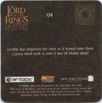 2003 Artbox Lord of the Rings: The Return of the King Action Flipz #04 Aragorn (puzzle) Back
