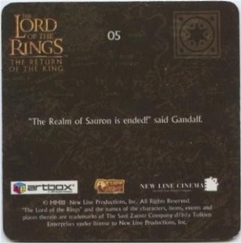 2003 Artbox Lord of the Rings: The Return of the King Action Flipz #05 Aragorn (puzzle) Back