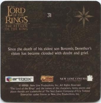2003 Artbox Lord of the Rings: The Return of the King Action Flipz #31 Denethor Back
