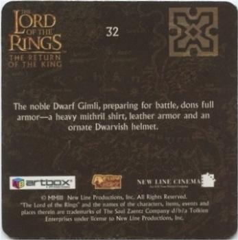 2003 Artbox Lord of the Rings: The Return of the King Action Flipz #32 Gimli Back