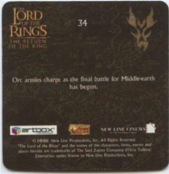 2003 Artbox Lord of the Rings: The Return of the King Action Flipz #34 Orcs Back