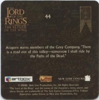 2003 Artbox Lord of the Rings: The Return of the King Action Flipz #44 Aragorn Back