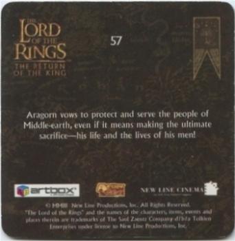 2003 Artbox Lord of the Rings: The Return of the King Action Flipz #57 Aragorn Back