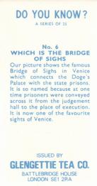 1970 Glengettie Tea Do You Know? #6 Which Is the Bridge of Sighs Back