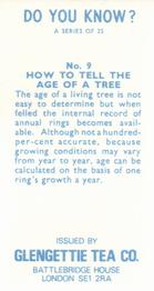 1970 Glengettie Tea Do You Know? #9 How to Tell the Age of a Tree Back