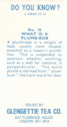 1970 Glengettie Tea Do You Know? #18 What Is a Plumb-Bob Back