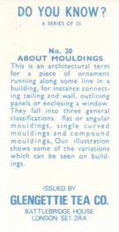 1970 Glengettie Tea Do You Know? #20 About Mouldings Back