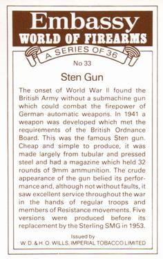 1982 Embassy World of Firearms #33 Sten Gun Back