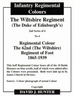 2011 Regimental Colours : The Wiltshire Regiment 2nd Series #4 Regimental Colour The 62nd (The Wiltshire) Regiment of Foot 1865-1939 Back