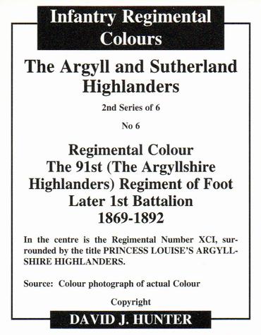 2011 Regimental Colours : The Argyll and Sutherland Highlanders 2nd Series #6 Regimental Colour The 91st (The Argyllshire Highlanders) Regiment of Foot 1869-1892 Back