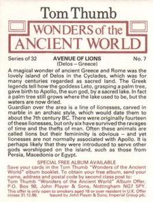 1984 Player's Tom Thumb Wonders of the Ancient World #7 Avenue of Lions Back