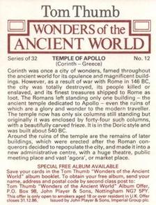 1984 Player's Tom Thumb Wonders of the Ancient World #12 Temple of Apollo Back