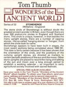 1984 Player's Tom Thumb Wonders of the Ancient World #20 Stonehenge Back