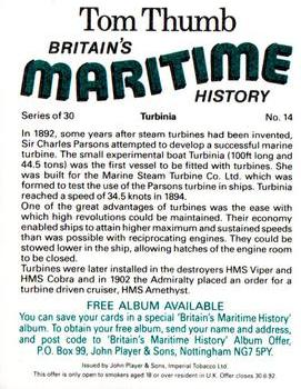 1989 Player's Tom Thumb Britain's Maritime History #14 Turbinia Back