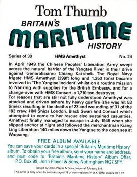 1989 Player's Tom Thumb Britain's Maritime History #24 HMS Amethyst Back
