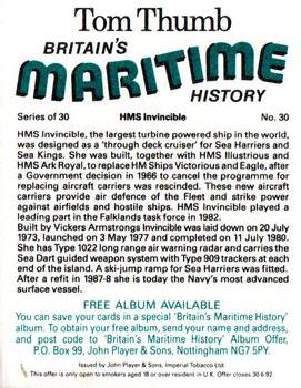 1989 Player's Tom Thumb Britain's Maritime History #30 HMS Invincible Back