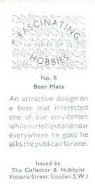 1950 The Collector & Hobbyist Fascinating Hobbies #8 Beer Mats Back