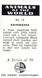 1956 Dryfood Ltd Animals of the World #13 Rhinoceros Back