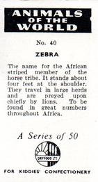 1956 Dryfood Ltd Animals of the World #40 Zebra Back