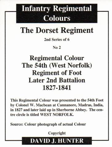 2012 Regimental Colours : The Dorset Regiment 2nd Series #2 Regimental Colour the 54th (West Norfolk) Regiment of Foot Later 2nd Battalion 1827-1841 Back