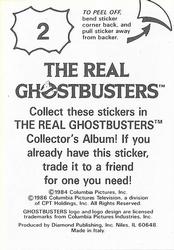 1986 Diamond The Real Ghostbusters Stickers #2 Sticker 2 Back