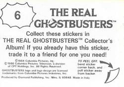 1986 Diamond The Real Ghostbusters Stickers #6 Sticker 6 Back