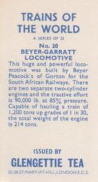 1966 Glengettie Tea Trains of the world #20 Beyer-Garratt Locomotive Back