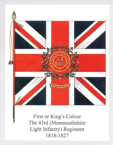 2011 Regimental Colours : The Oxfordshire and Buckinghamshire Light Infantry 2nd Series #3 First or King's Colour The 43rd (Monmouthshire Light Infantry) Regiment 1818-1827 Front
