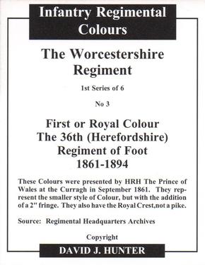 2004 Regimental Colours : The Worcestershire Regiment 1st Series #3 First or Royal Colour The 36th (Herefordshire) Regiment of Foot 1861-1894 Back