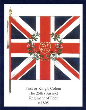 2013 Regimental Colours : The King's Own Scottish Borderers 2nd Series #3 First or King's Colour The 25th (Sussex) Regiment of Foot c.1805 Front