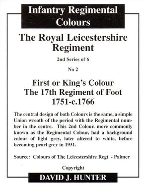 2013 Regimental Colours : The Royal Leicestershire Regiment 2nd Series #2 Regimental Colour The 17th Regiment of Foot 1751-c.1766 Back