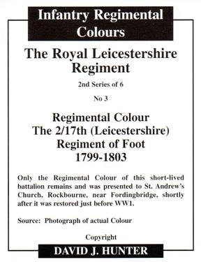 2013 Regimental Colours : The Royal Leicestershire Regiment 2nd Series #3 Regimental Colour The 2/17th (Leicestershire) Regiment of Foot 1799-1803 Back