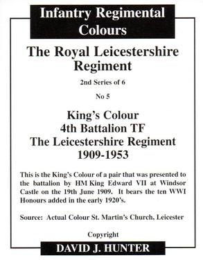 2013 Regimental Colours : The Royal Leicestershire Regiment 2nd Series #5 King's Colour 4th Battalion TF The Leicestershire Regiment 1909-1953 Back