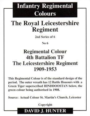 2013 Regimental Colours : The Royal Leicestershire Regiment 2nd Series #6 Regimental Colour 4th Battalion TF The Leicestershire Regiment 1909-1953 Back