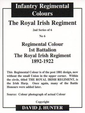 2012 Regimental Colours : The Royal Irish Regiment (18th Foot) 2nd Series #6 Regimental Colour 1st Battalion The Royal Irish Regiment 1892-1922 Back