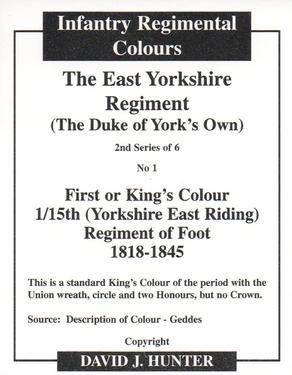 2011 Regimental Colours : The East Yorkshire Regiment (The Duke of York's Own) 2nd Series #1 First or King's Colour 1/15th (Yorkshire East Riding) Regiment of Foot 1818-1845 Back