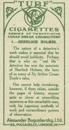 1923 Turf Conan Doyle Characters #1 Sherlock Holmes Back