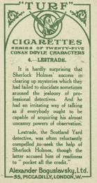 1923 Turf Conan Doyle Characters #4 Lestrade Back
