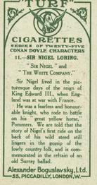 1923 Turf Conan Doyle Characters #11 Sir Nigel Loring Back