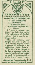 1923 Turf Conan Doyle Characters #13 Dr. Grimesby Roylott Back